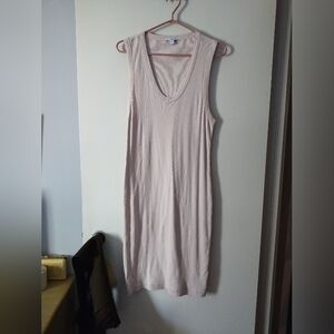 JAMES PERSE Pale Shell Pink Ribbed Cotton Midi Tank Dress 4 L